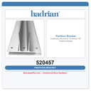 Hadrian 520457 Continuous Aluminum T-Channel | 55" Partition Bracket
