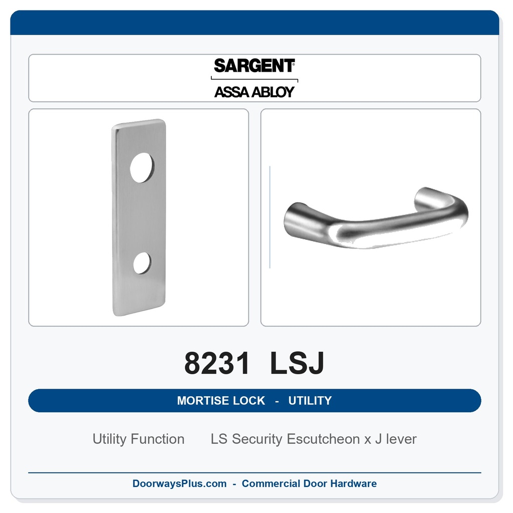 Sargent 8231 LSJ Trim Utility Mortise Lockset | LA Keyway, Grade 1 Commercial