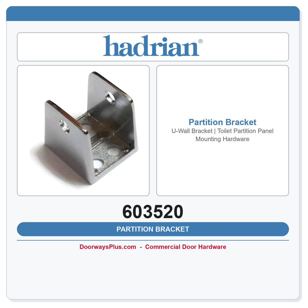 Hadrian 603520 U-Wall Bracket | Toilet Partition Panel Mounting Hardware