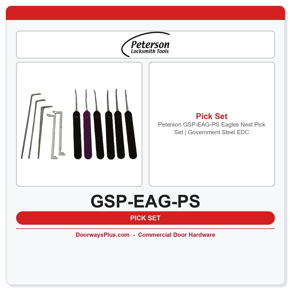 Peterson GSP-EAG-PS Eagles Nest Pick Set | Government Steel EDC