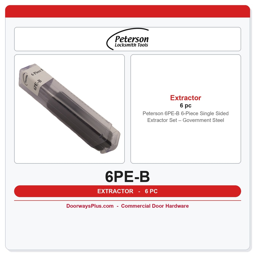 Peterson 6PE-B 6-Piece Single Sided Extractor Set – Government Steel