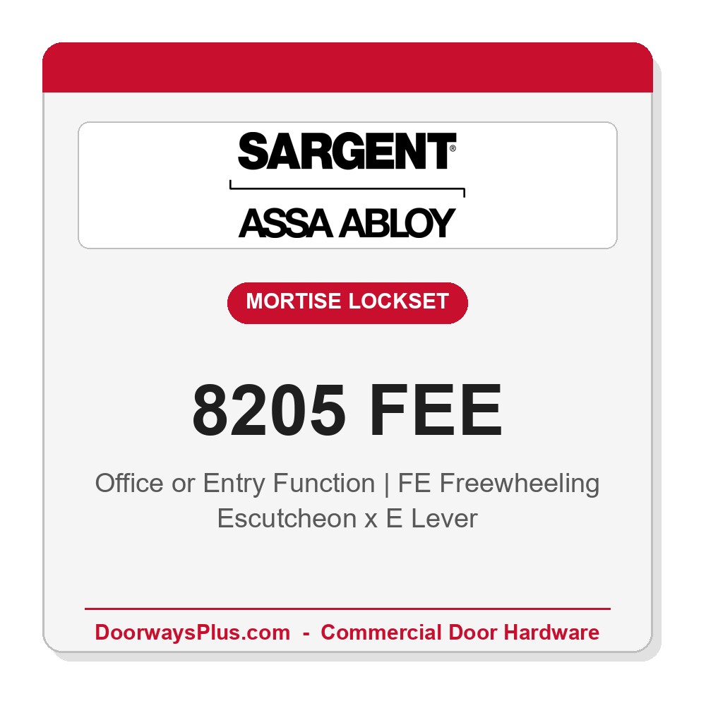 Sargent 8205 FEE Trim Office or Entry Mortise Lockset | LA Keyway, Grade 1 Commercial