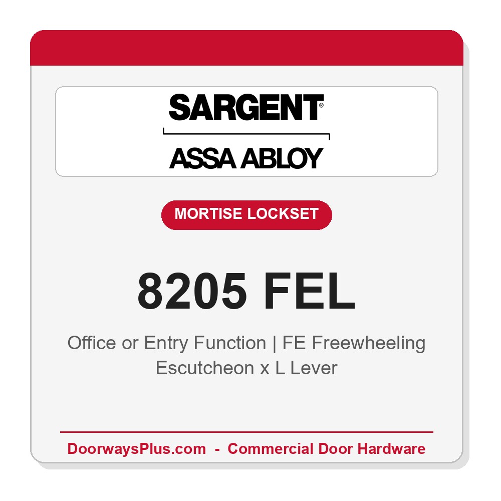 Sargent 8205 FEL Trim Office or Entry Mortise Lockset | LA Keyway, Grade 1 Commercial