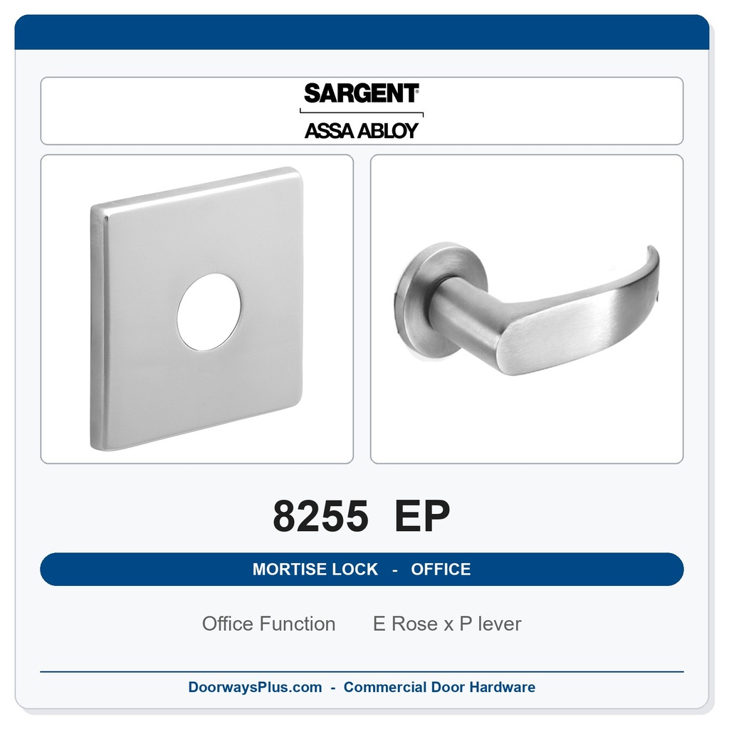 Sargent 8255 EP Trim Office or Entry Mortise Lockset | LA Keyway, Grade 1 Commercial