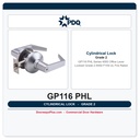 PDQ GP116 PHL Series 4000 Office Lever Lockset – Grade 2 | ANSI F109 | UL Fire Rated