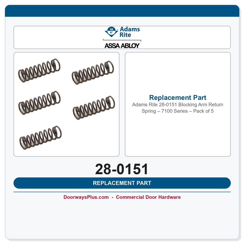 Adams Rite 28-0151 Blocking Arm Return Spring – 7100 Series – Pack of 5