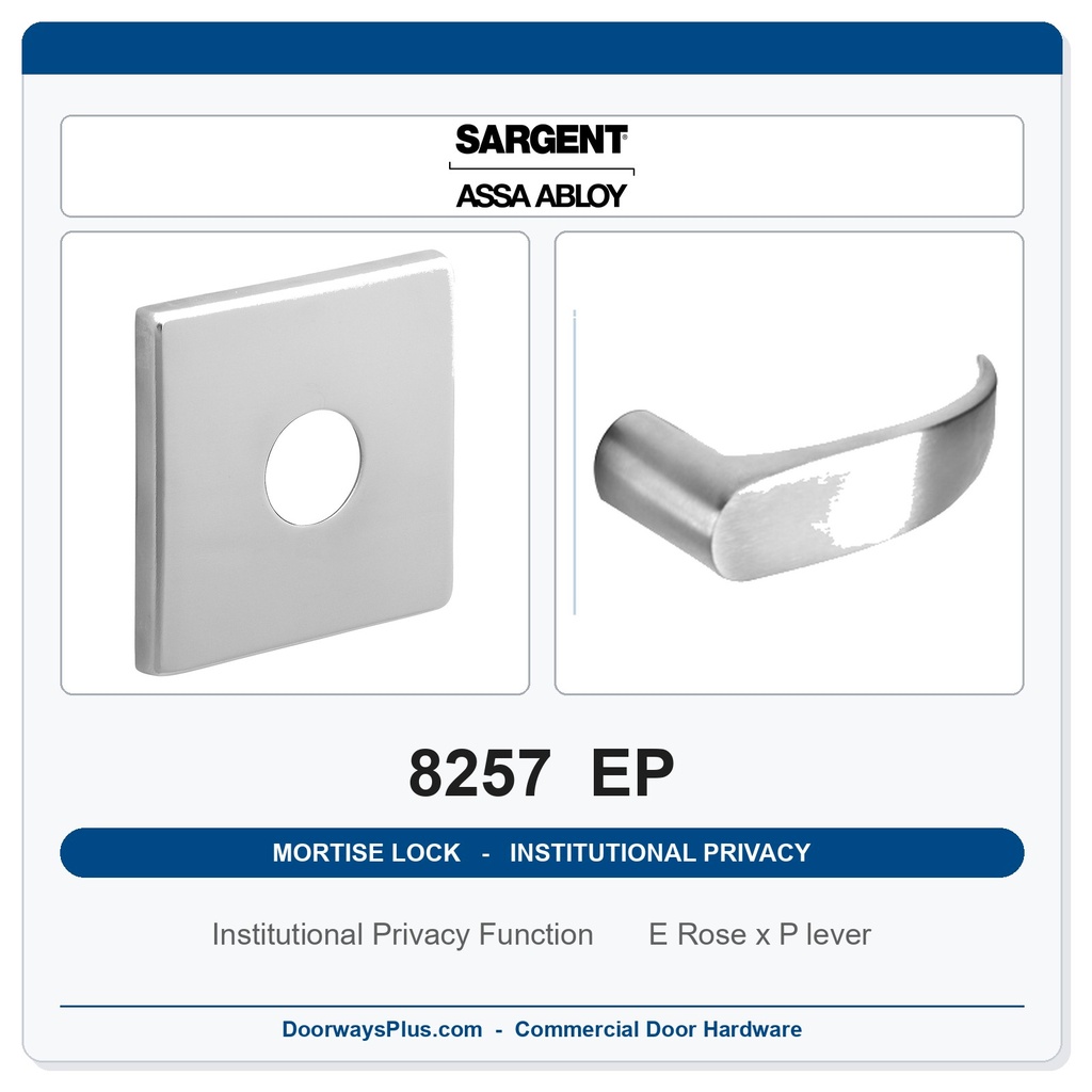 Sargent 8257 EP Trim Institutional Privacy Mortise Lockset | LA Keyway, Grade 1 Commercial
