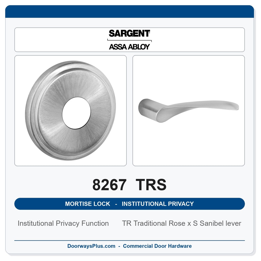 Sargent 8267 TRS Trim Institutional Privacy Mortise Lockset | LA Keyway, Grade 1 Commercial