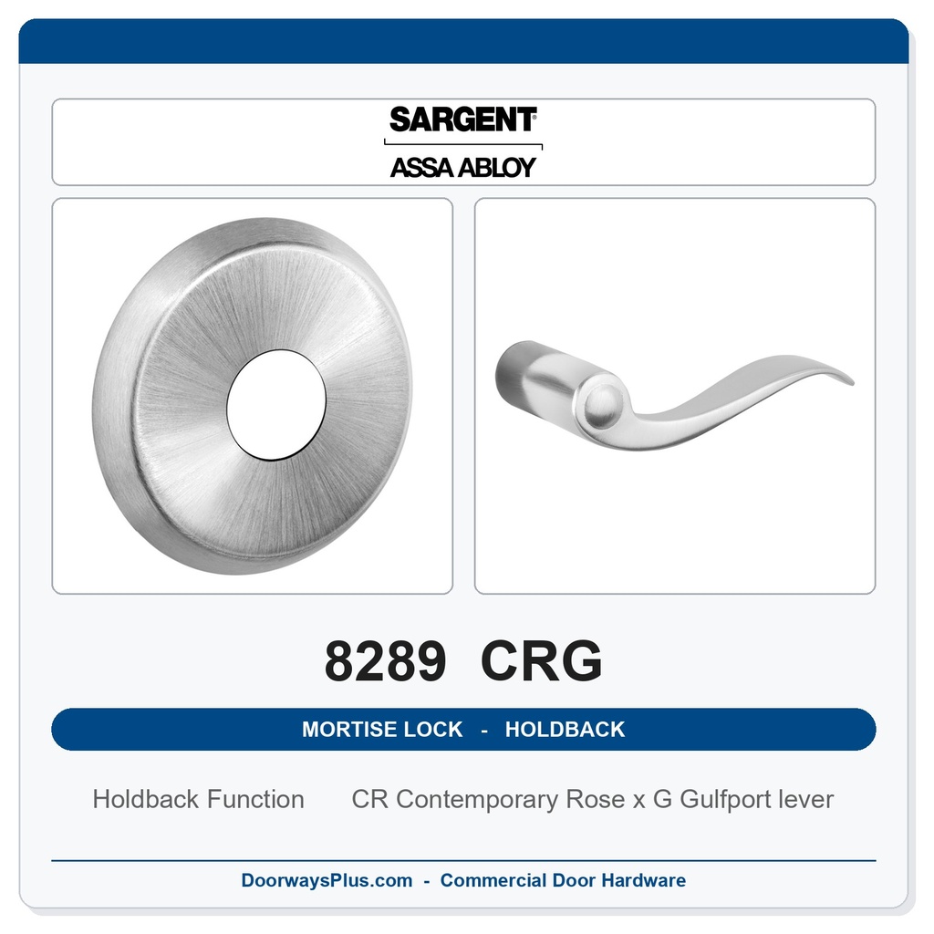 Sargent 8289 CRG Trim Holdback Mortise Lockset | LA Keyway, Grade 1 Commercial