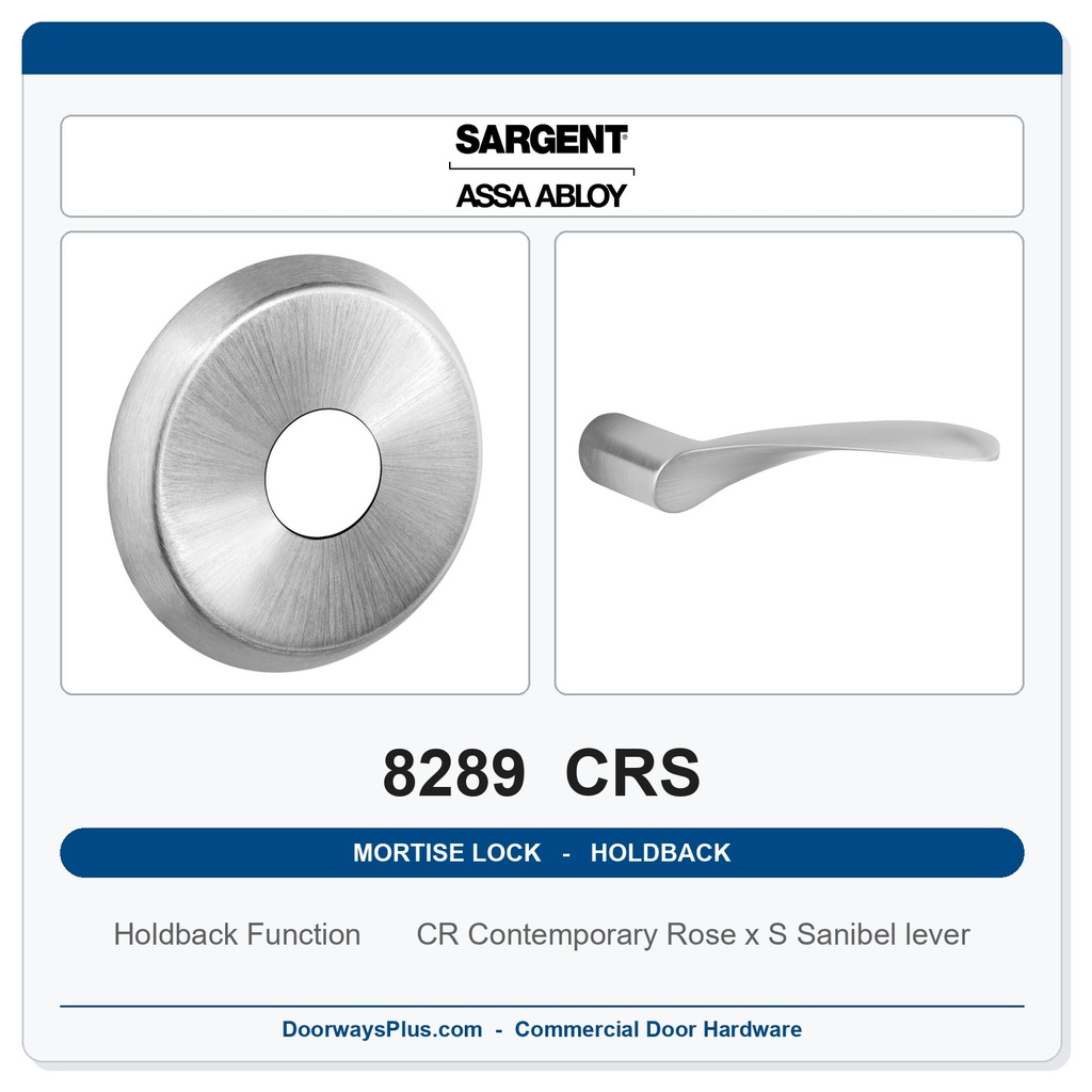 Sargent 8289 CRS Trim Holdback Mortise Lockset | LA Keyway, Grade 1 Commercial
