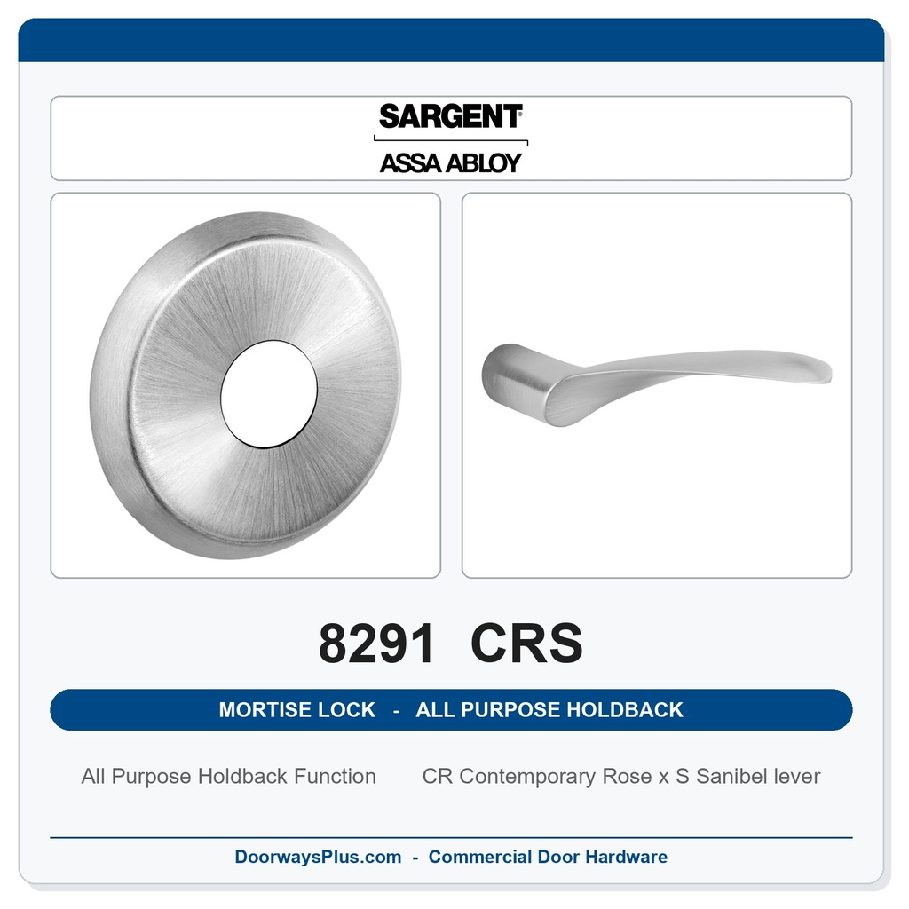 Sargent 8291 CRS Trim All Purpose Holdback Mortise Lockset | LA Keyway, Grade 1 Commercial