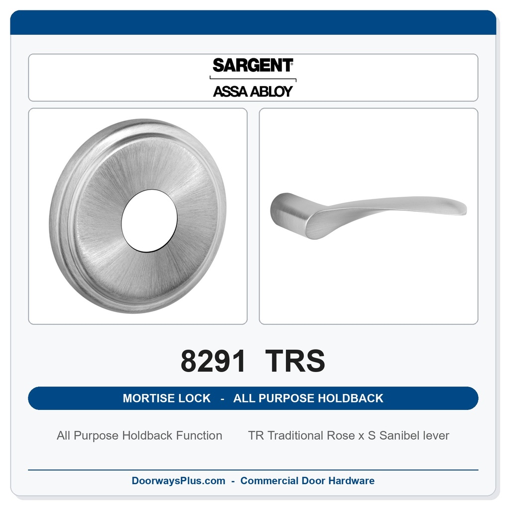 Sargent 8291 TRS Trim All Purpose Holdback Mortise Lockset | LA Keyway, Grade 1 Commercial