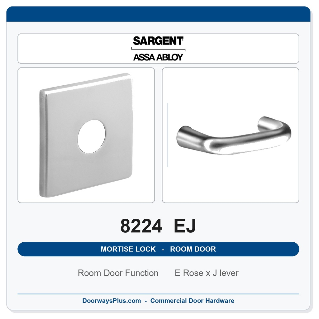 Sargent 8224 EJ Trim Room Door Mortise Lockset | LA Keyway, Grade 1 Commercial