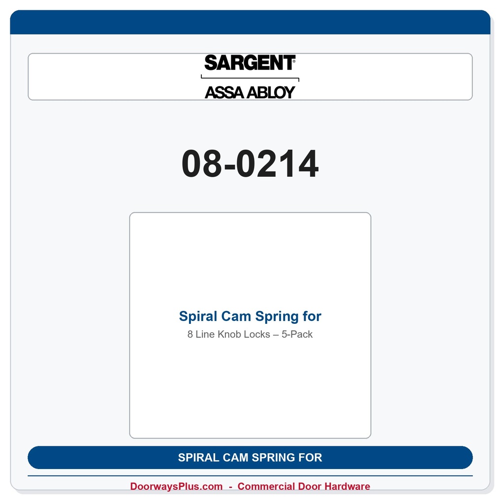 Sargent 08-0214 Spiral Cam Spring for 8 Line Knob Locks – 5-Pack