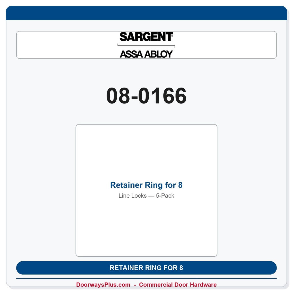 Sargent 08-0166 Retainer Ring for 8 Line Locks — 5-Pack