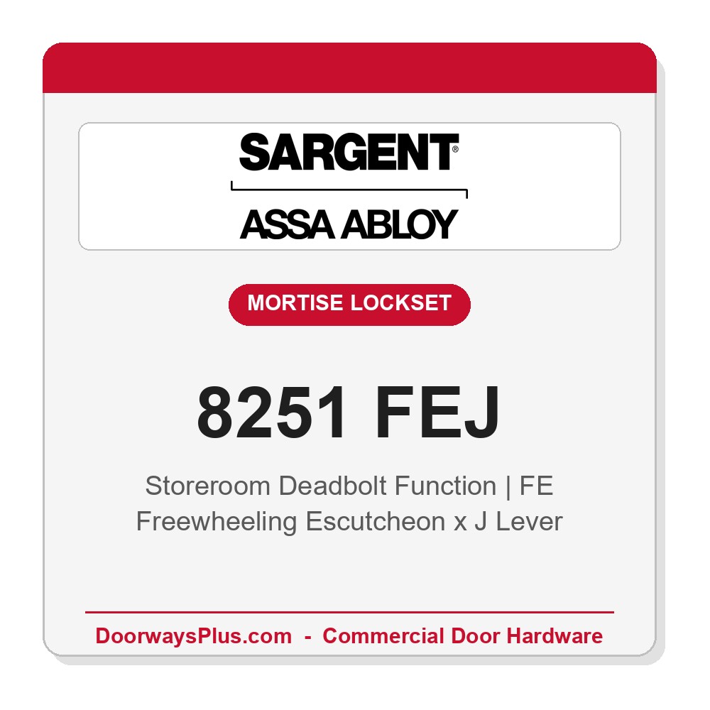 Sargent 8251 FEJ Trim Storeroom Deadbolt Mortise Lockset | LA Keyway, Grade 1 Commercial