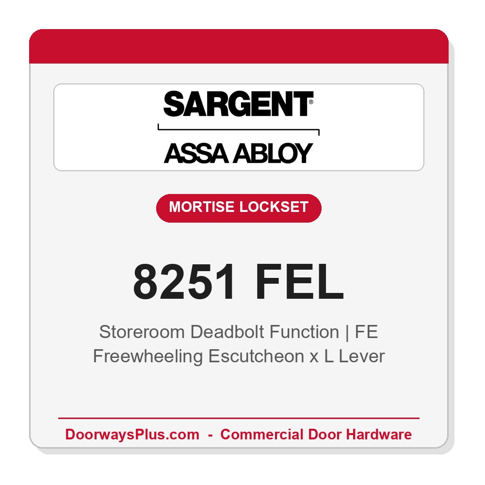 Sargent 8251 FEL Trim Storeroom Deadbolt Mortise Lockset | LA Keyway, Grade 1 Commercial