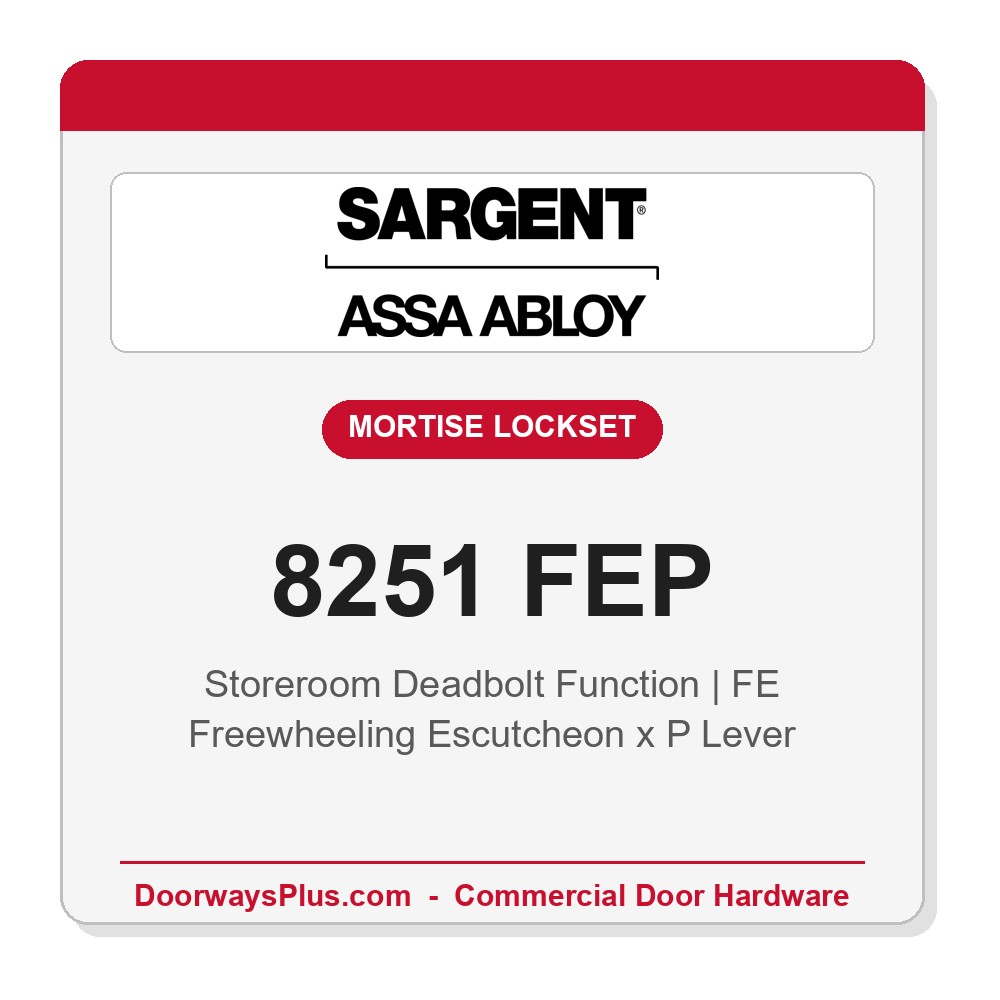 Sargent 8251 FEP Trim Storeroom Deadbolt Mortise Lockset | LA Keyway, Grade 1 Commercial