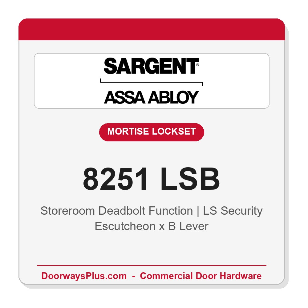 Sargent 8251 LSB Trim Storeroom Deadbolt Mortise Lockset | LA Keyway, Grade 1 Commercial