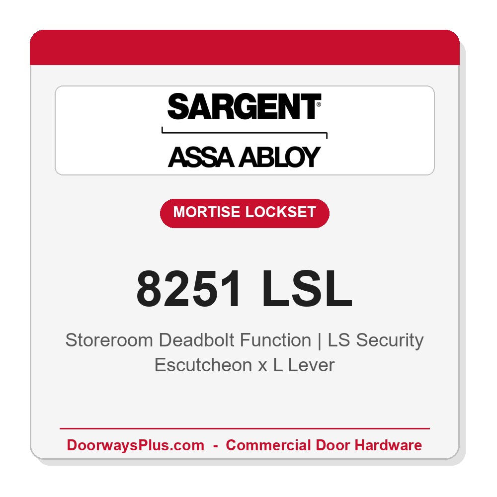 Sargent 8251 LSL Trim Storeroom Deadbolt Mortise Lockset | LA Keyway, Grade 1 Commercial