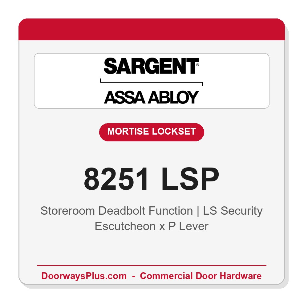 Sargent 8251 LSP Trim Storeroom Deadbolt Mortise Lockset | LA Keyway, Grade 1 Commercial