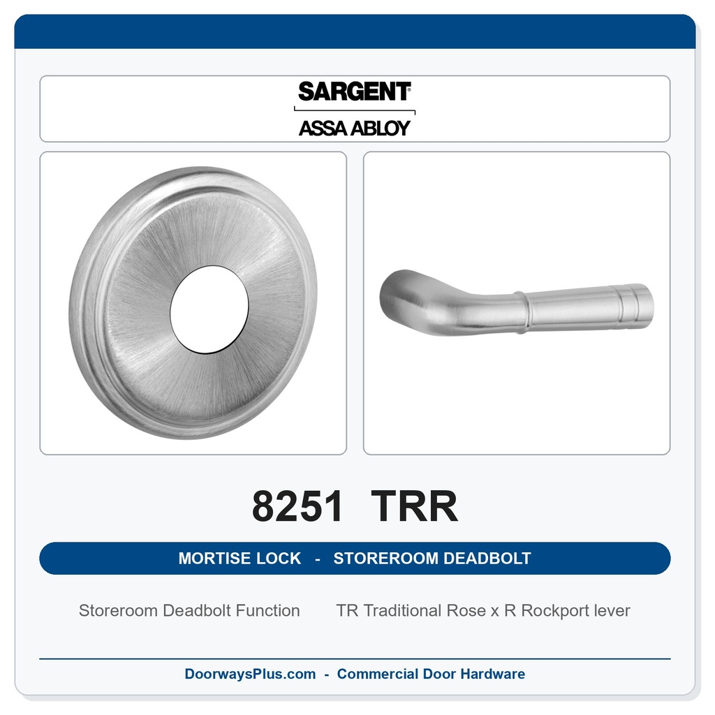 Sargent 8251 TRR Trim Storeroom Deadbolt Mortise Lockset | LA Keyway, Grade 1 Commercial