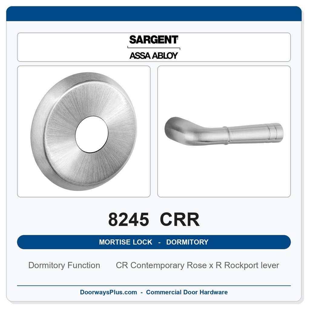 Sargent 8245 CRR Trim Dormitory or Exit Mortise Lockset | LA Keyway, Grade 1 Commercial