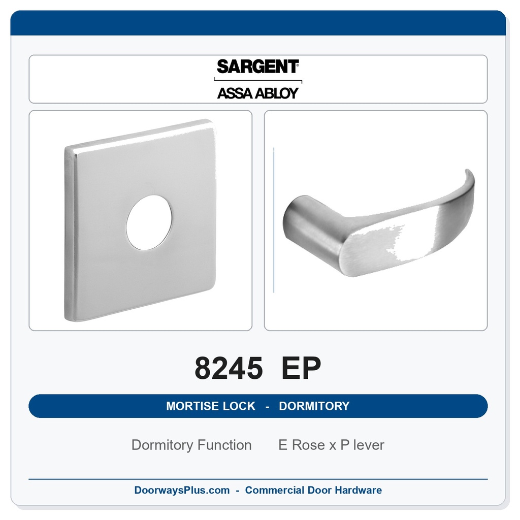 Sargent 8245 EP Trim Dormitory or Exit Mortise Lockset | LA Keyway, Grade 1 Commercial