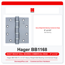 Hager BB1168 5" x 4-1/2" Heavy Weight Ball Bearing Commercial Hinge