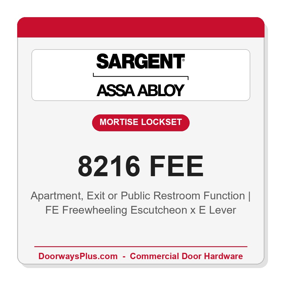 Sargent 8216 FEE Trim Apartment, Exit or Public Restroom Mortise Lockset | LA Keyway, Grade 1 Commercial