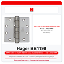 Hager BB1199 NRP 4-1/2x4-1/2 Heavy Weight Ball Bearing Hinge