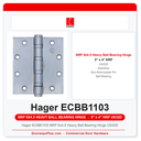 Hager ECBB1103 NRP 5x4.5 Heavy Ball Bearing Hinge US32D | ANSI A5112 Stainless