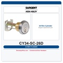 Sargent 34 Rim Cylinder | Schlage C Keyway | 6-Pin Solid Brass | ANSI Grade 1
