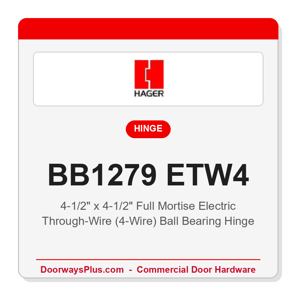 Hager BB1279 ETW4 4-1/2" x 4-1/2" 4-Wire Ball Bearing Electric Hinge