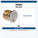 Sargent 41 Mortise Cylinder | LA Keyway | 1-1/8" Solid Brass | 6-Pin
