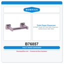 Bobrick B-76857 Single Roll Toilet Paper Dispenser – Surface Mount, Satin Stainless Steel