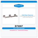 Bobrick B-76867 Double Roll Toilet Paper Dispenser – Surface Mounted Satin Stainless Steel
