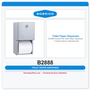 Bobrick B-2888 Double Roll Toilet Paper Dispenser — Surface Mount, Stainless Steel