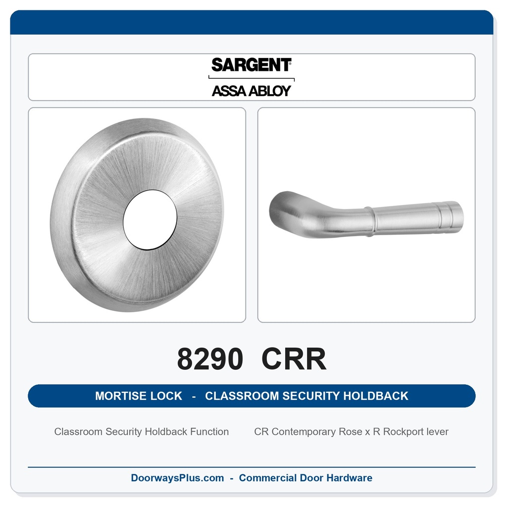 Sargent 8290 CRR Trim Classroom Security Holdback Mortise Lockset | LA Keyway, Grade 1 Commercial