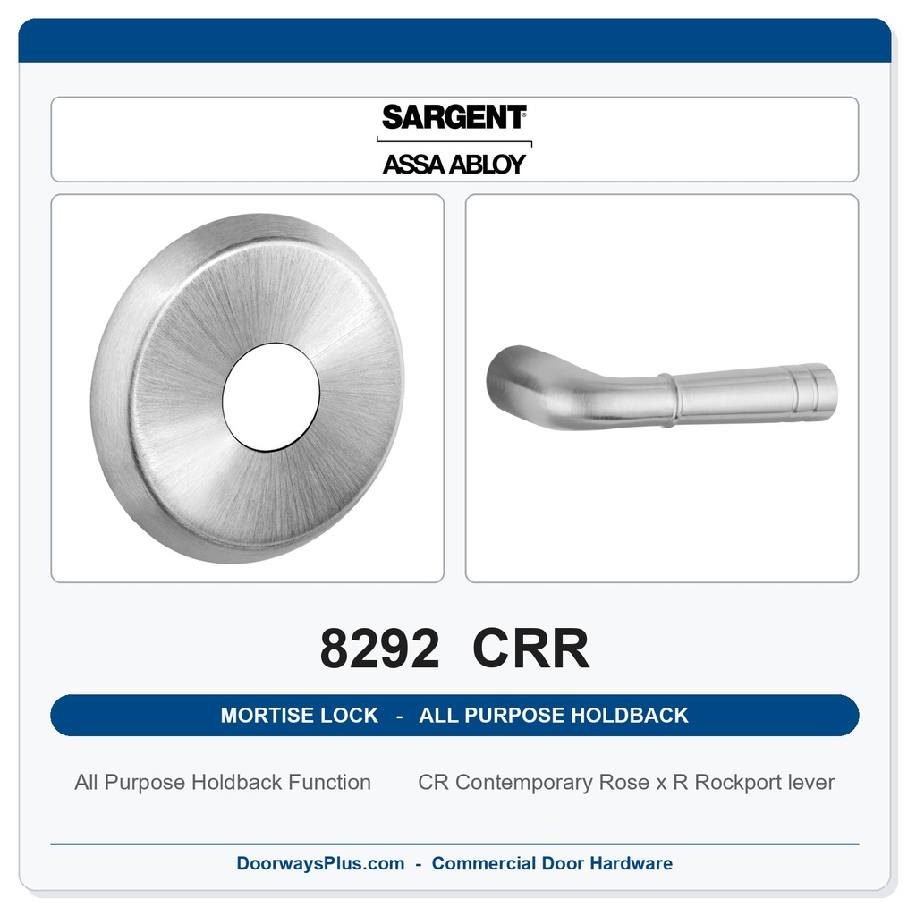 Sargent 8292 CRR Trim All Purpose Holdback Mortise Lockset | LA Keyway, Grade 1 Commercial