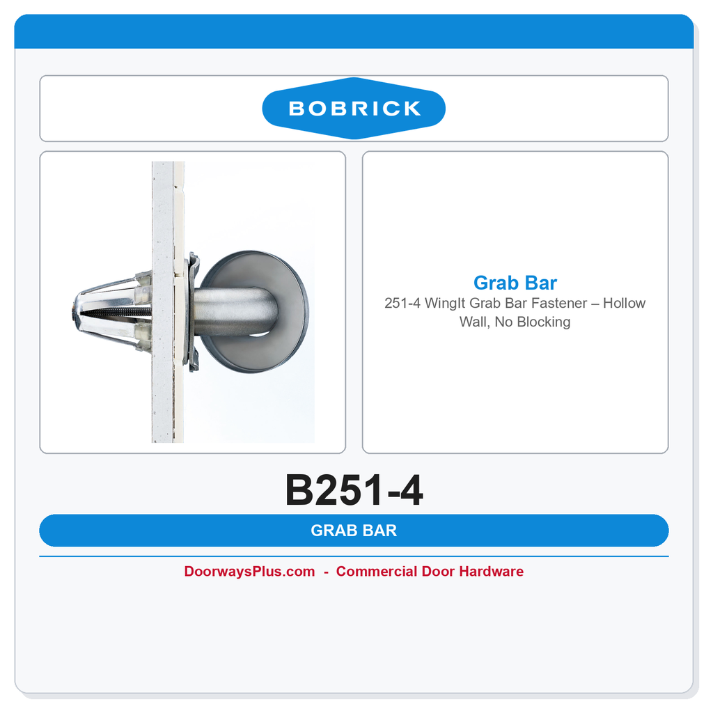 Bobrick 251-4 WingIt Grab Bar Fastener – Hollow Wall, No Blocking