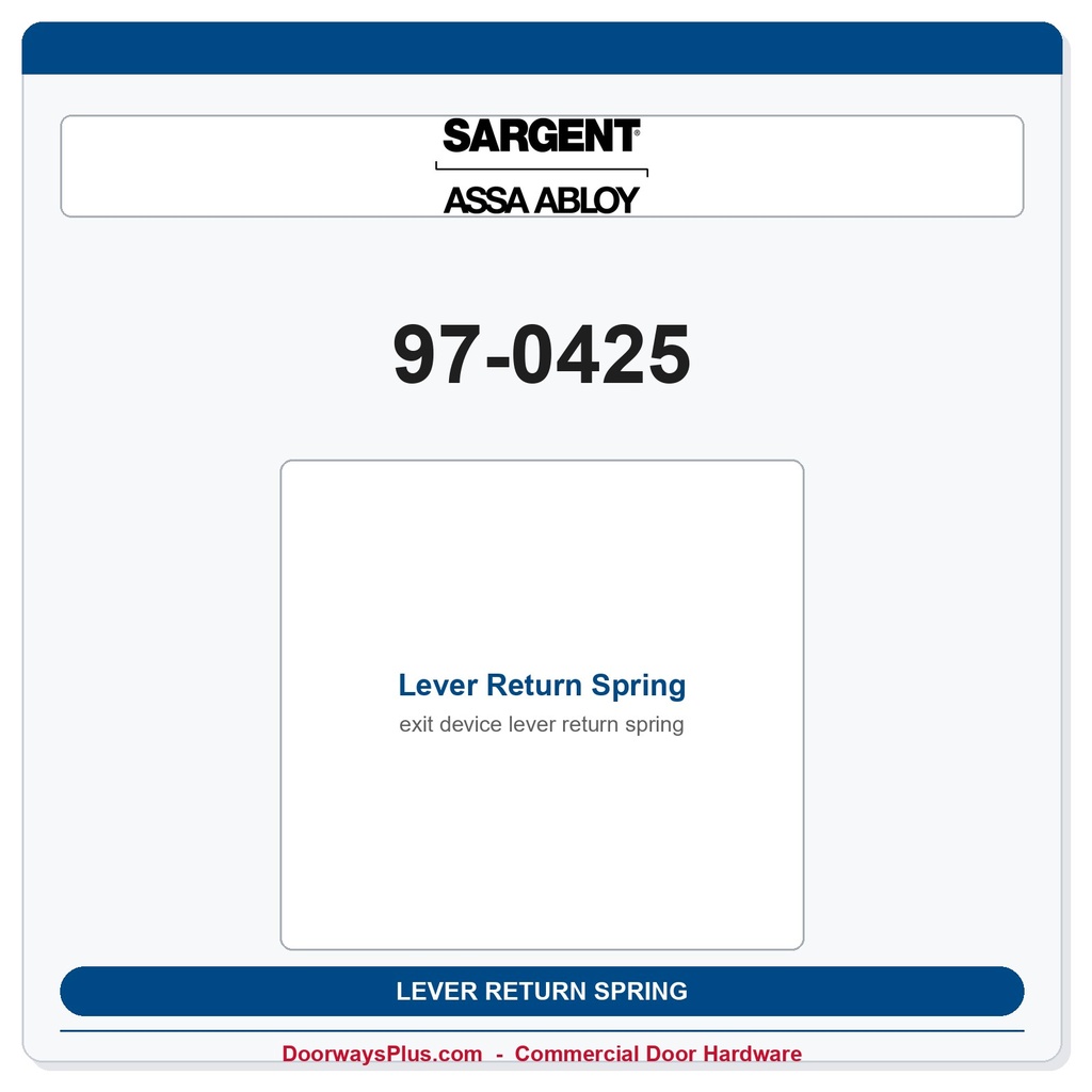 Sargent 97-0425 Lever Return Spring | 700 Series ET Trim (713-8, 715-8)