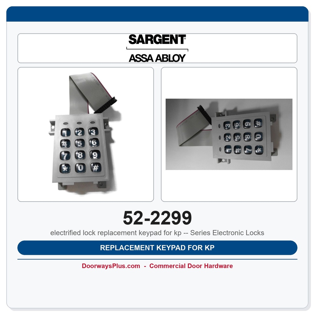 Sargent 52-2299 Replacement Keypad for KP Series Electronic Locks