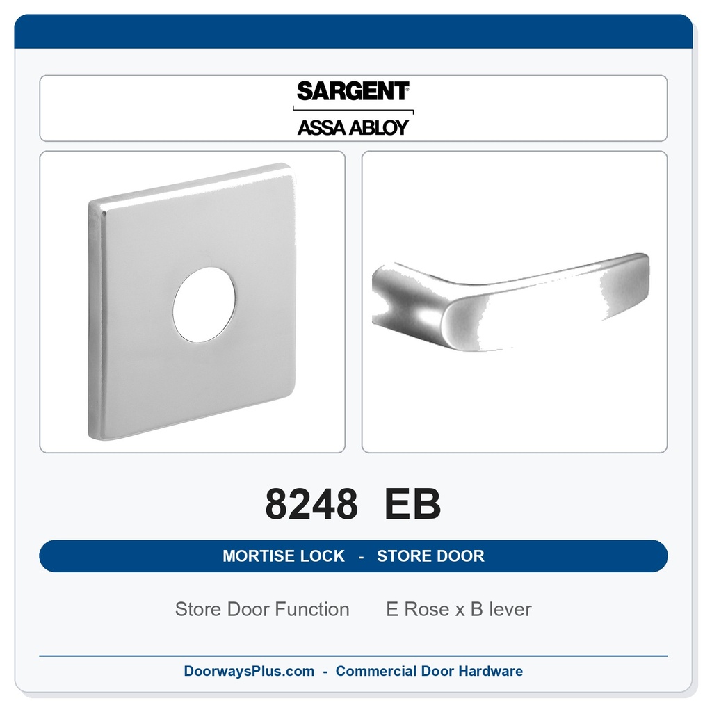 Sargent 8248 EB Trim Store Door Mortise Lockset | LA Keyway, Grade 1 Commercial
