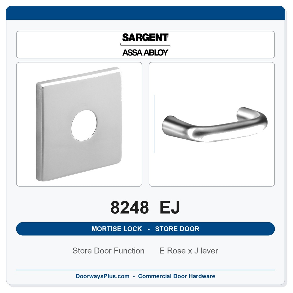 Sargent 8248 EJ Trim Store Door Mortise Lockset | LA Keyway, Grade 1 Commercial