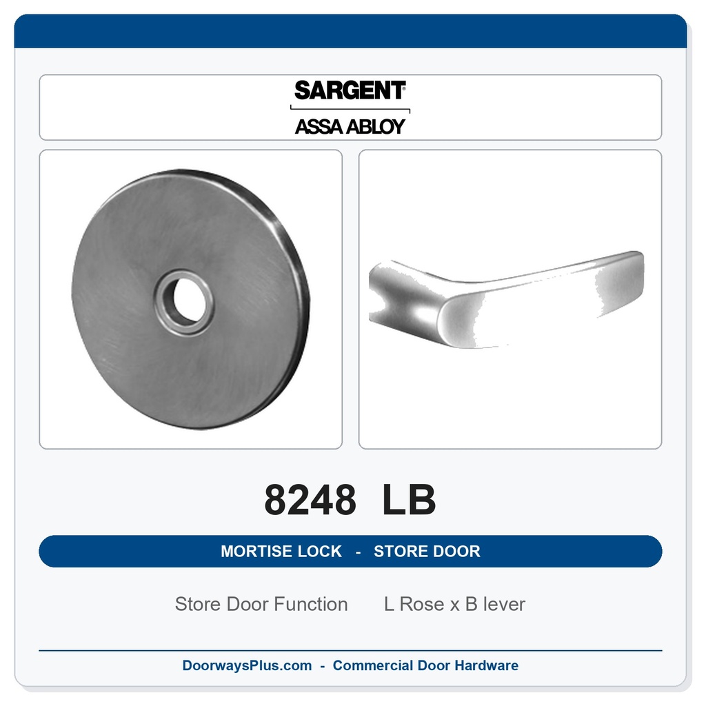 Sargent 8248 LB Trim Store Door Mortise Lockset | LA Keyway, Grade 1 Commercial