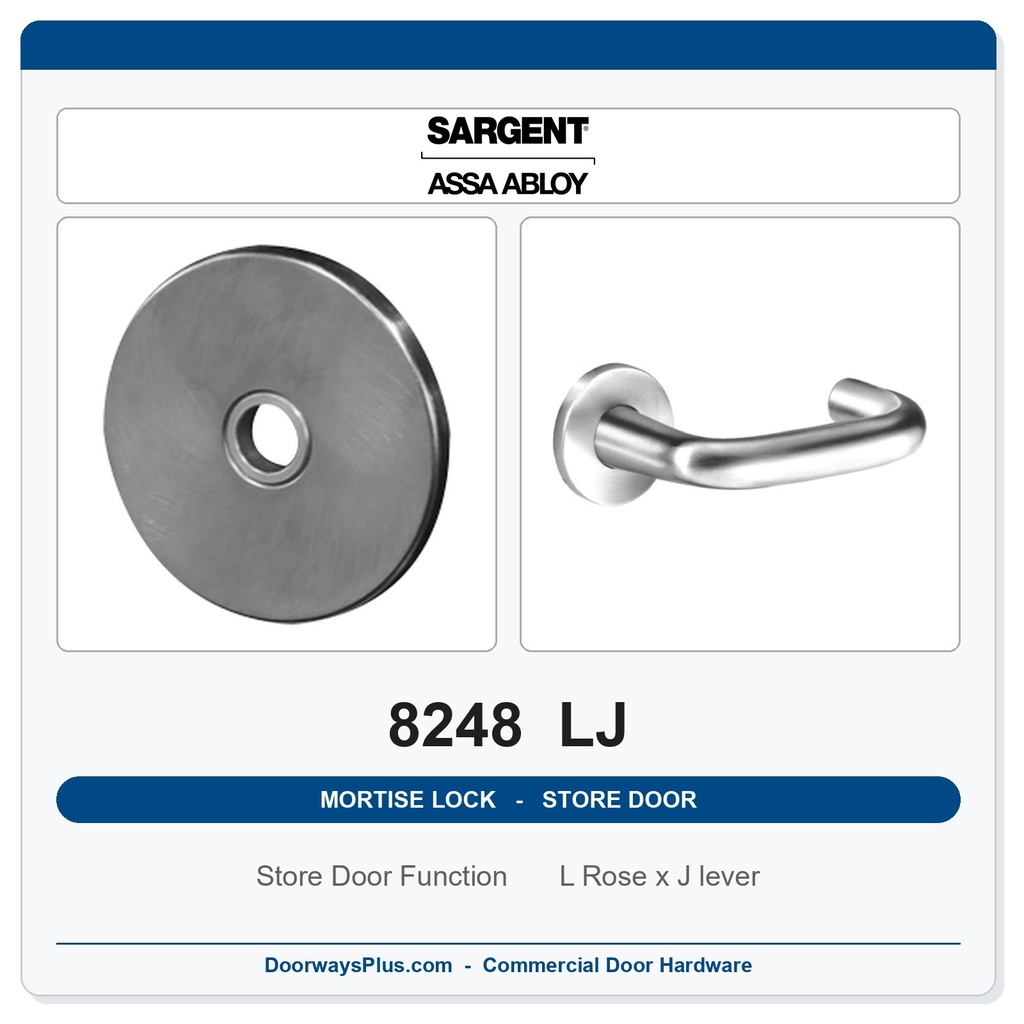 Sargent 8248 LJ Trim Store Door Mortise Lockset | LA Keyway, Grade 1 Commercial