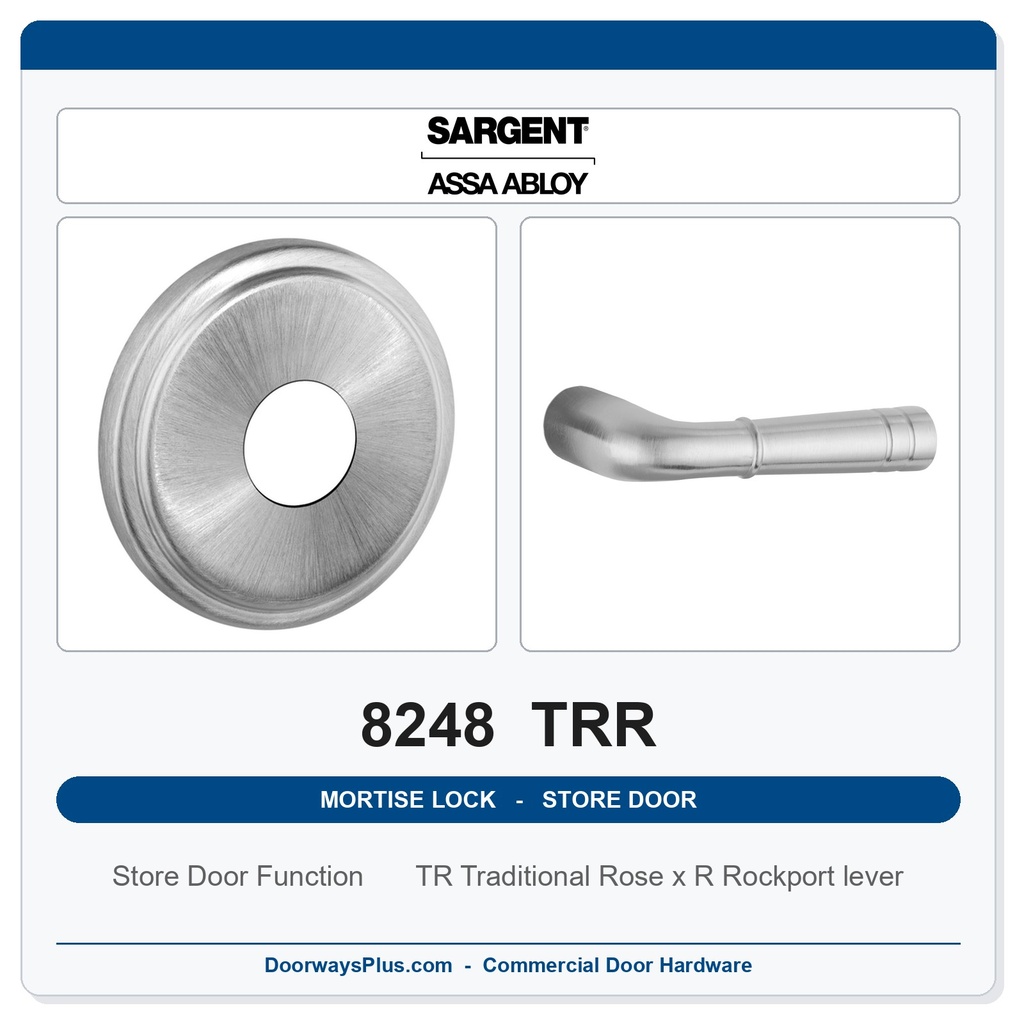 Sargent 8248 TRR Trim Store Door Mortise Lockset | LA Keyway, Grade 1 Commercial