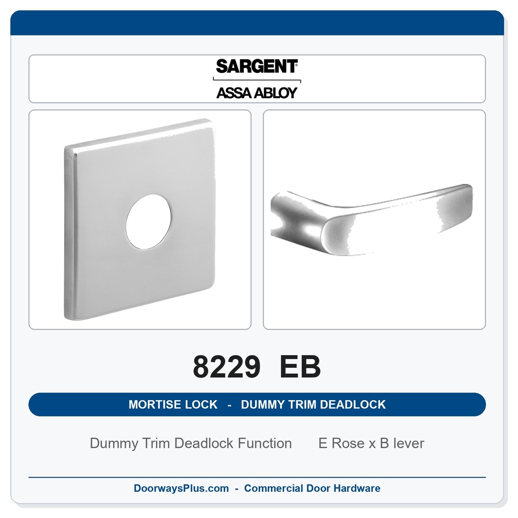 Sargent 8229 EB Trim Dummy Trim Deadlock Mortise Deadbolt | LA Keyway, Grade 1 Commercial