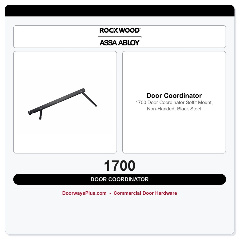Rockwood 1700 Door Coordinator | Soffit Mount, Non-Handed, Black Steel